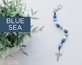 BLUE SEA Wood Bead Single Decade Rosary with Clasp - Blue Rosary - Catholic Rosary - Wood Bead Rosary - Confirmation Gift - Catholic Gift