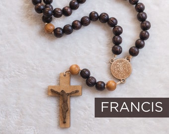 FRANCIS Wall Rosary - St. Francis - Wall Rosary - Wood Wall Rosary - Catholic Gift - Rosary - Catholic Wedding - Catholic Man - Franciscan