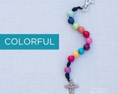 COLORFUL Wood Bead Single Decade Rosary  with Clasp- Catholic Rosary - Rainbow Rosary - Wood Bead Rosary - Confirmation Gift - Catholic Gift