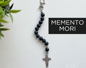 MEMENTO MORI Single Decade Rosary with Clasp - Black Decade - Catholic Rosary  - Wood Bead Rosary - Confirmation Gift - Catholic Gift