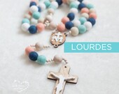 Lourdes Wall Rosary - Our Lady of Lourdes - Wall Rosary - Felt Ball Rosary - Catholic Gift - Rosary - Catholic Wedding