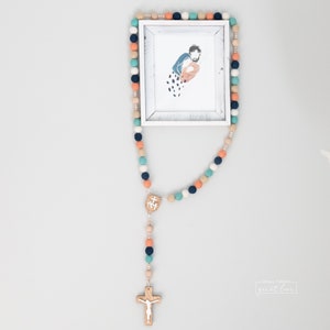 LOURDES Wall Rosary Our Lady of Lourdes Wall Rosary Felt Ball Rosary Catholic Gift Rosary Catholic Wedding Rosary image 3