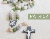 PATRICK Wall Rosary - St. Partick - Wall Rosary - Felt Ball Rosary - Catholic Gift - Rosary - Catholic Wedding - Catholic Boy - Irish