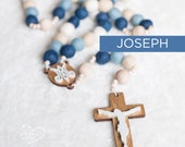 JOSEPH Wall Rosary - St. Joseph - Wall Rosary - Felt Ball Rosary - Catholic Gift - Rosary - Catholic Wedding