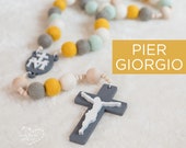 PIER GIORGIO Wall Rosary - Frassati - Wall Rosary - Felt Ball Rosary - Catholic Gift - Rosary - Catholic Wedding - Catholic Boy