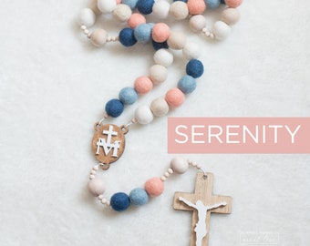 SERENITY Wall Rosary - Wall Rosary - Felt Ball Rosary - Catholic Gift - Rosary - Catholic Wedding - Catholic Baptism - Sacrament Gift