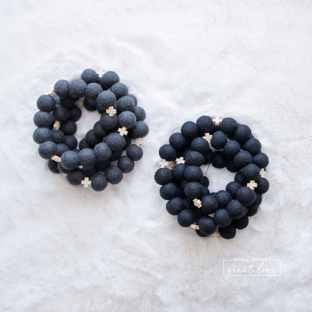 Memento Mori Garland Black Garland Felt Ball Garland Catholic Decor