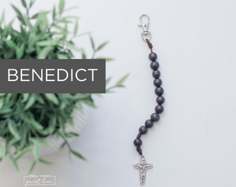 BENEDICT Decade Rosary with Clasp - Decade Rosary - Catholic Rosary  - Wood Bead Rosary - Confirmation Gift - Catholic Gift