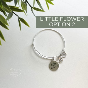 LITTLE FLOWER Bangle Catholic Bracelet Little Flower Bracelet St Therese Bangle St Therese Charm Bracelet Expandable Bangle image 5