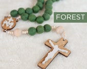 FOREST Wall Rosary -Forest Green Wall Rosary - Wall Rosary - Felt Ball Rosary - Catholic Gift - Rosary - Catholic Wedding - Catholic Boy