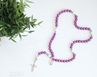 LAVENDER Wood Bead Rosary - Catholic Rosary  - Rosary - Wood Bead Rosary - Confirmation Gift - Catholic Gift - First Communion