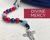 Divine Mercy Wood Bead Decade Rosary with clasp - Catholic Rosary  - Wood Bead Rosary - Confirmation Gift - Catholic Gift - Divine Mercy