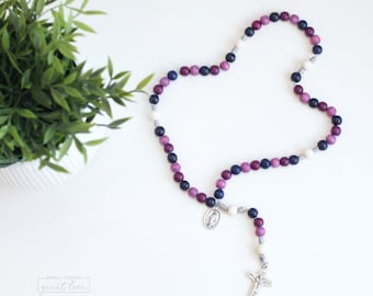 PURPLE Wood Bead Rosary - Catholic Rosary  - Girl Rosary - Wood Bead Rosary - Confirmation Gift - Catholic Gift - First Communion