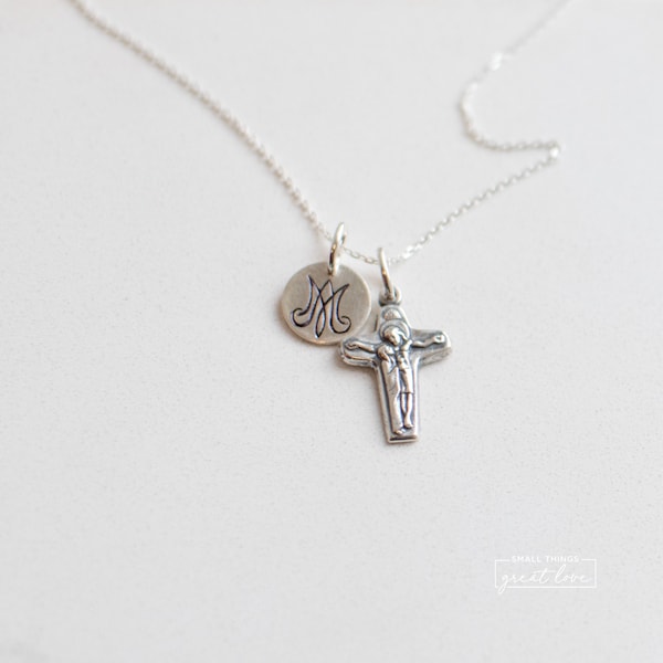 Sorrowful Mother Sterling Silver necklace - Auspice Maria - Unity Cross - Sorrowful Mother - Catholic Necklace - Sterling Silver Necklace