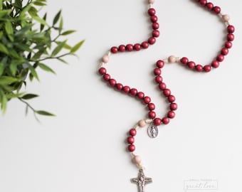 PASSION Wood Bead Rosary- Rust colored beads - Catholic Rosary - Wood Bead Rosary - Confirmation Gift - Catholic Gift - First Communion