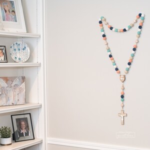 LOURDES Wall Rosary Our Lady of Lourdes Wall Rosary Felt Ball Rosary Catholic Gift Rosary Catholic Wedding Rosary image 6