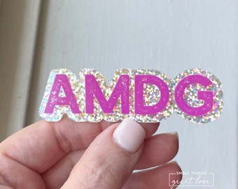 AMDG Glitter Sticker - Vinyl Sticker - Catholic Sticker - Inspirational Sticker - Rosary Sticker - Ad majórem Dei glóriam