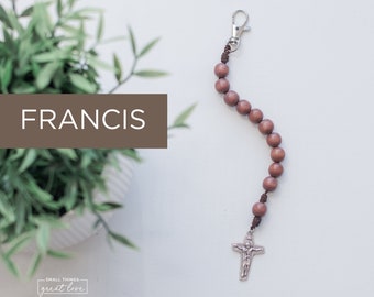 FRANCIS Decade Rosary with Clasp - Decade Rosary - Catholic Rosary  - Wood Bead Rosary - Confirmation Gift - Catholic Gift