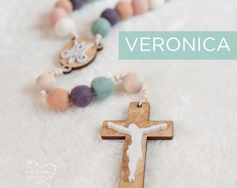 VERONICA Wall Rosary - St. Veronica - Wall Rosary - Felt Ball Rosary - Catholic Gift - Rosary - Catholic Wedding - Catholic Girl