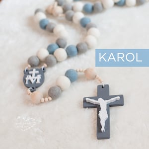 KAROL Wall Rosary - St. John Paull II - JPII - Wall Rosary - Felt Ball Rosary - Catholic Gift - Rosary - Catholic Wedding - Catholic Girl