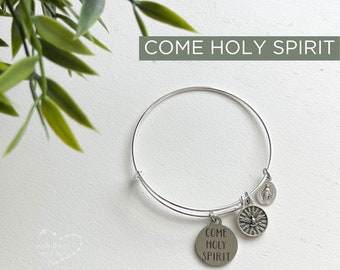 COME HOLY SPIRIT Bangle - Catholic Bracelet - Holy Spirit Bracelet - Holy Spirit Bangle - Confirmation Gift - Expandable Bangle - Charm