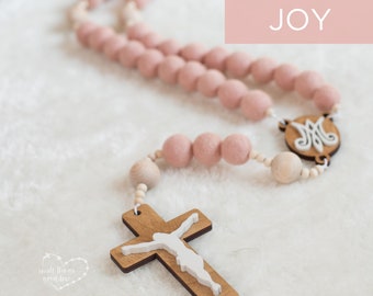 JOY Wall Rosary - Blush Rosary - Pink Rosary - Wall Rosary - Felt Ball Rosary - Catholic Gift - Rosary - Catholic Wedding - Catholic Girl