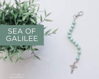 SEA OF GALILEE Decade Rosary with Clasp - Decade Rosary - Catholic Rosary  - Wood Bead Rosary - Confirmation Gift - Catholic Gift