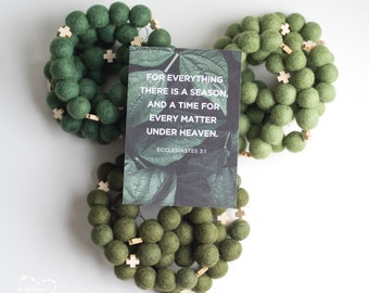 Ordinary Time Garland - Green Garland - Felt Ball Garland - Catholic Decor - Liturgical Living - Church Seasons