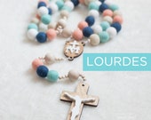 LOURDES Wall Rosary - Our Lady of Lourdes - Wall Rosary - Felt Ball Rosary - Catholic Gift - Rosary - Catholic Wedding - Rosary