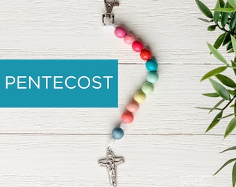 PENTECOST Decade Rosary with Clasp - Catholic Rosary  - Wood Bead Rosary - Confirmation Gift - Catholic Gift