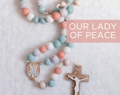 OUR LADY of PEACE Wall Rosary - Catholic Rosary - Felt Ball Rosary - Wall Rosary - Baptism Gift - Catholic Gift - First Communion - Rosary