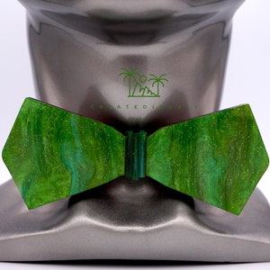 Green Galaxy bowtie, Unique Bowtie, Womens Bowtie, Mens Bowtie, Glitter Bowtie, Wooden Bowtie, Space Tie, Groomsmen Bowties, Gift for him