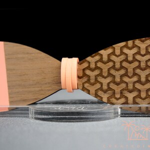 Wooden Tie, Wedding Tie, Tie for Groom, Groomsman Gift, Peach Weave Bowtie, Wedding gift, Gift for Dad, Gift for him, Party Tie, Black Tie