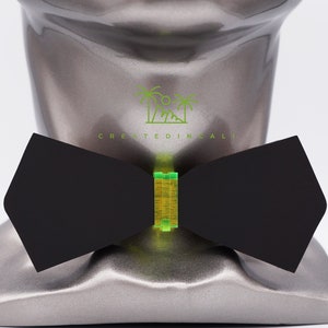 Matte Black and Neon Green Bowtie, Matte Bowtie, Green Bowtie, Retro Bowtie, Unique Tie Black Bowtie, Black Tie, Wedding Tie, Unisex Bowtie