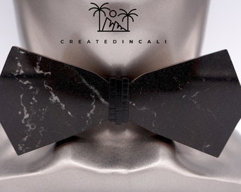 Wooden Bowtie , Marble Design Tie, Wedding Bowtie, Groomsmen Gift, Unique Tie, Wedding Gift, Black bowtie, Fathers Gift, Gift for Boss