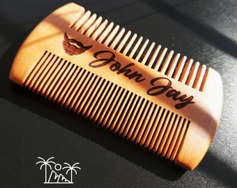 Gravierter Bartkamm, Personalisierter Bartkamm, Bartkamm aus Holz, Geschenk für Papa, Bräutigam Geschenk, Bester Mann Geschenk