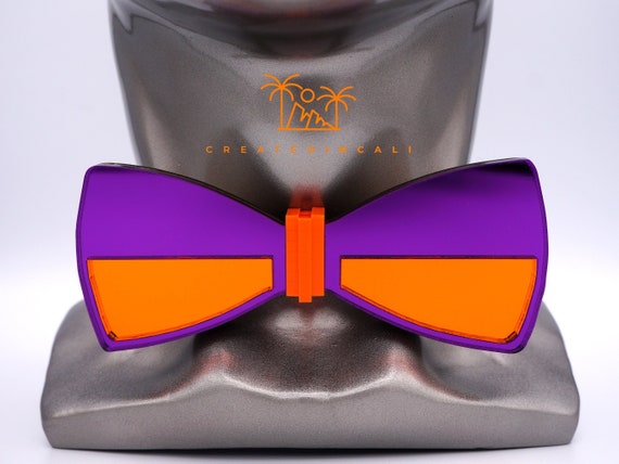 purple and orange bow tie