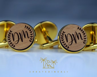 Wood Cufflinks, Engraved Groom Gift, Custom Cufflink set, Anniversary Gift for him, Fathers Day Gift, Gold Cufflinks, Silver Cufflinks