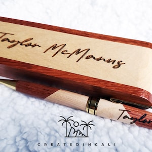 Customized Wooden Pen, Engraved Office Pen with case, Wooden pen box, Anniversary Gift , Folding wooden pen case, Wedding  Gift, Groom Gift