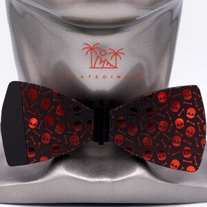 Color Changing Skull Bowtie , Unique Tie, Wooden bowtie, gift for Groom, Best Man Tie, Anniversary Gift for Him, Wood Bowtie, Wedding Gift