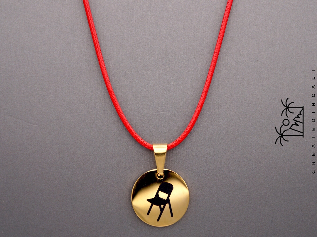 Folding Chair Necklace, Gold Chair Necklace, Engraved Chair Necklace