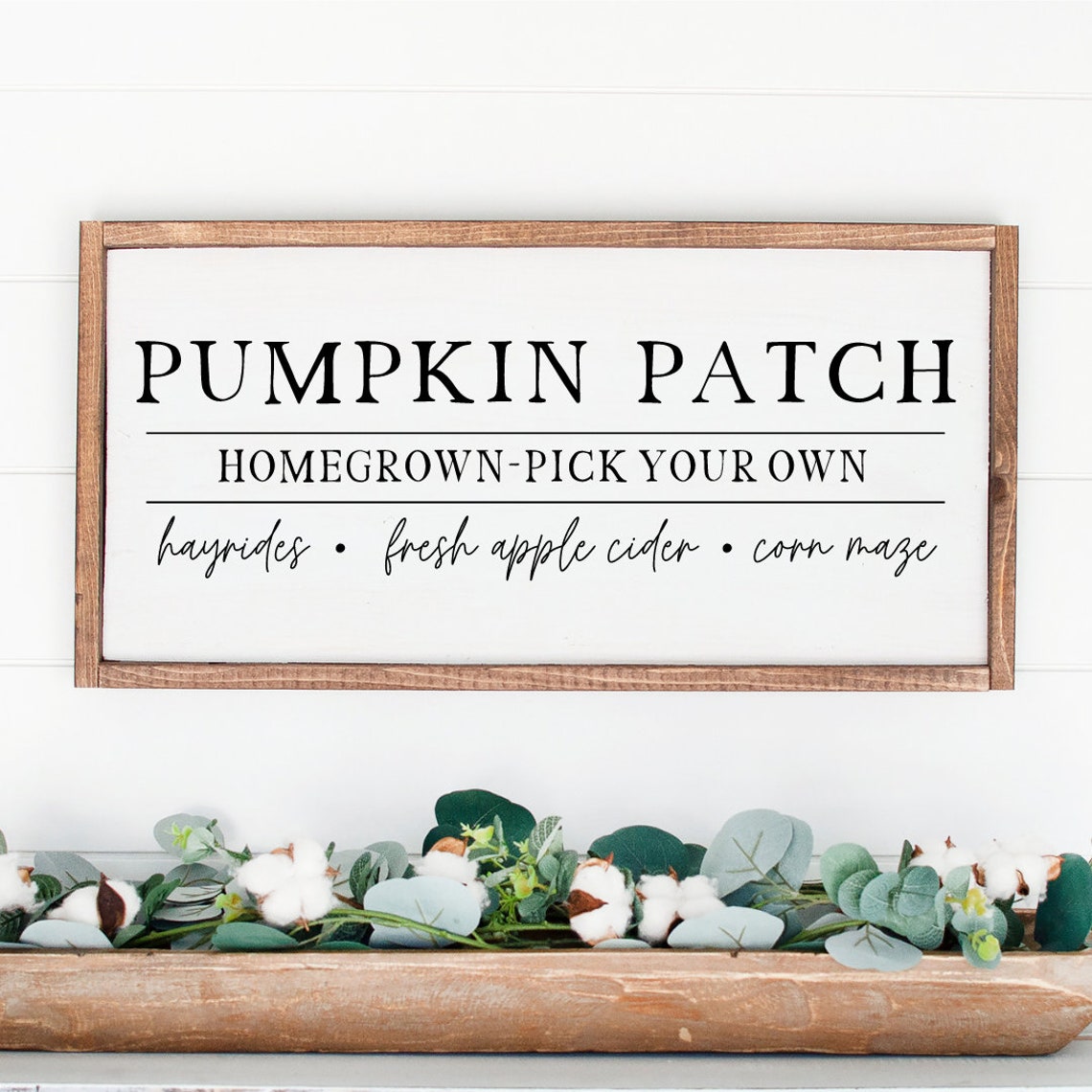 Pumpkin Patch Fall Decor Farmhouse Home Decor Wood Sign White