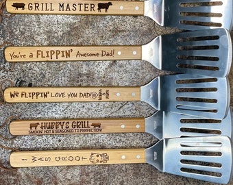 personalized fathers day, Laser engraved custom BBQ spatula, Fathers day, flippin love you, personalized grilling tool, BBQ flipper