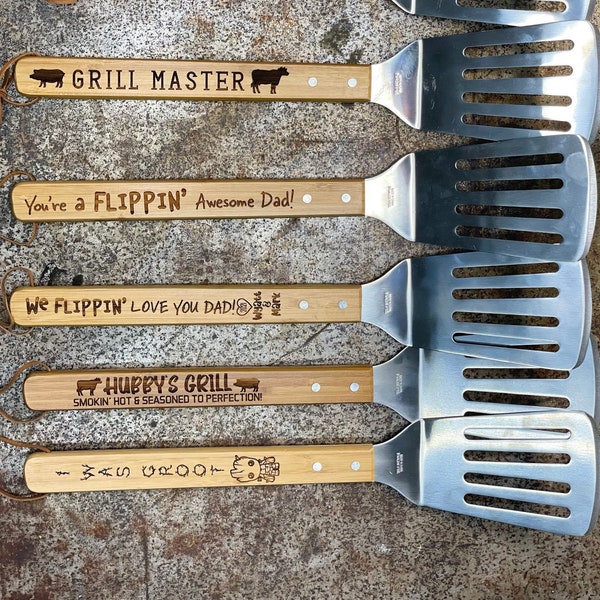 personalized fathers day, Laser engraved custom BBQ spatula, Fathers day, flippin love you, personalized grilling tool, BBQ flipper