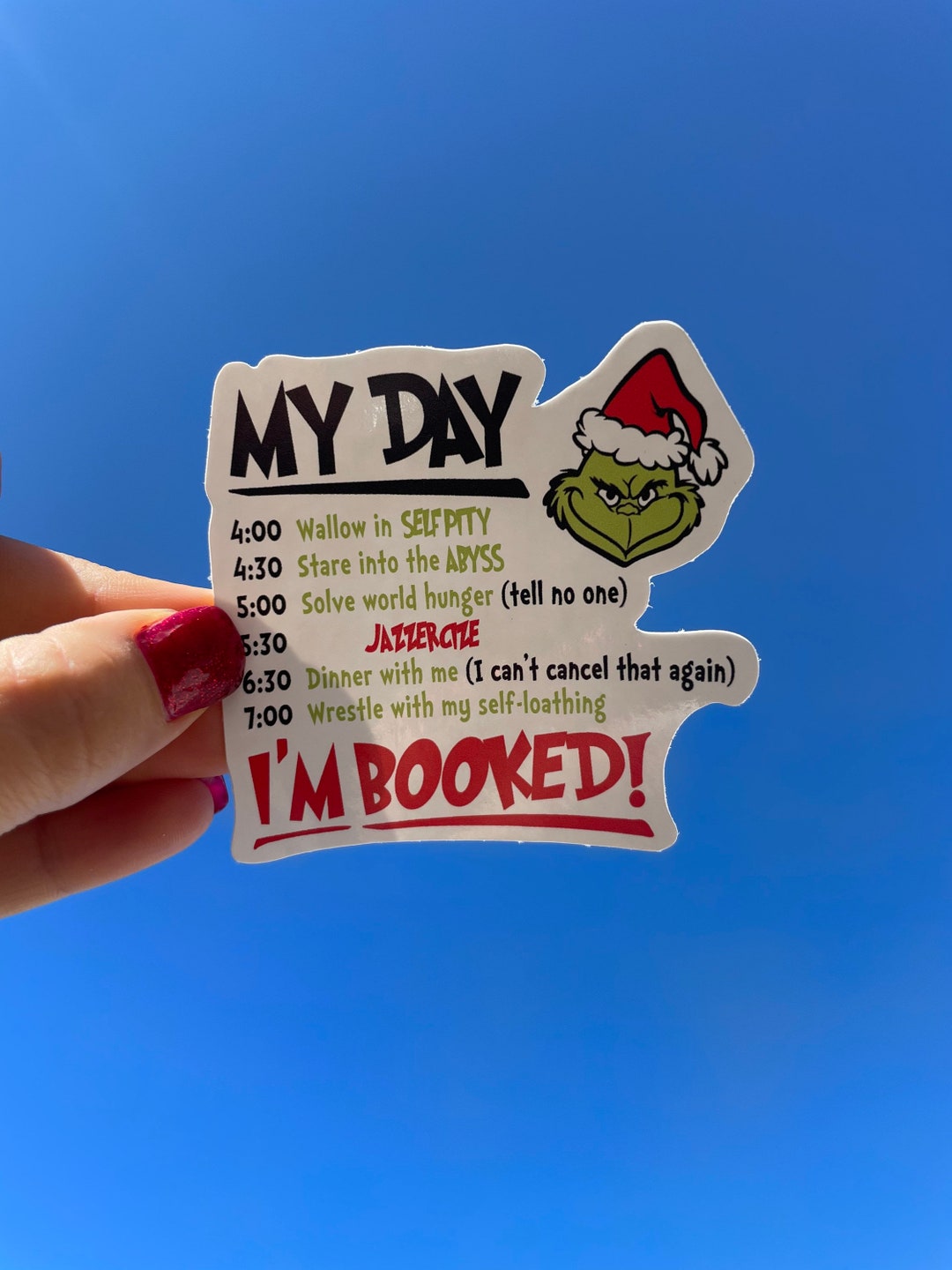 Grinch I'm Booked Decal, Grinch Sticker, Wallow in Self Pity, Grinch