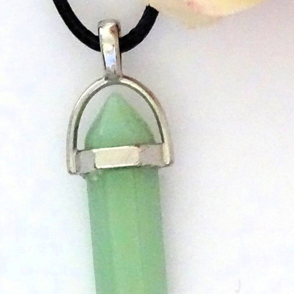 Natur Edelstein China Jade Anhänger mit geflochtenem Lederband