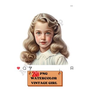 Vintage Girls Clipart-Vintage Printable Digital Clipart PNG-Digital and Physical Scrapbooking-Card Making-Commercial Use