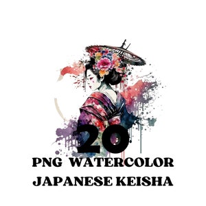 Japanese Geisha Clipart-20 High-quality Pngs-Digital Download-Cards, Invitations & Card making, Transparent Background, Commercial use
