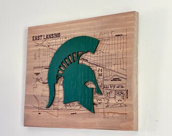 Michigan State University Engraved Map Wall Hanging Officially Licensed (8321) Gift (1001012MAP)