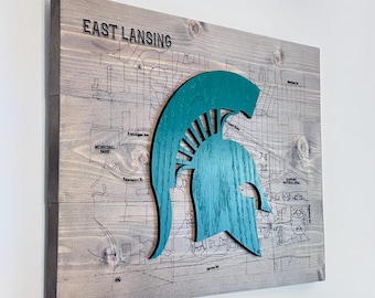 Michigan State University MSU Spartans Engraved Wall Hanging Map Officially Licensed (8382) Gift